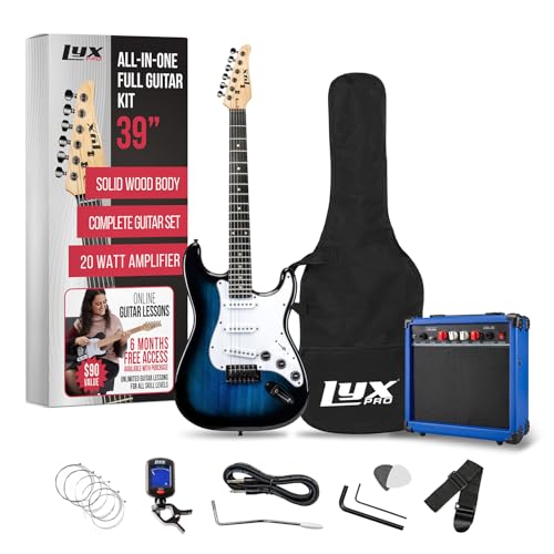 LyxPro Electric Guitar 39" Beginner Starter Kit with 20W Amp, Black B69338