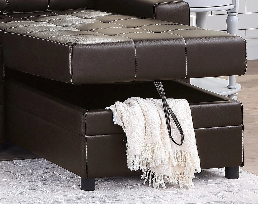 Amir Convertible Sectional Sofa Bed with Storage - Espresso L179