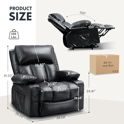 FLEXISPOT XL31 Power Lift Recliner Chair for Elderly, Electric Massage & Heat, PU Leather, Black C786106
