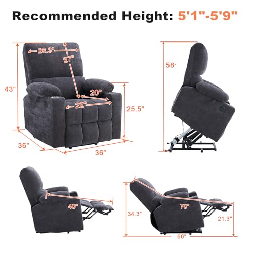 Power Lift Recliner Chair with Heat and Massage for Elderly, Coffee J9646