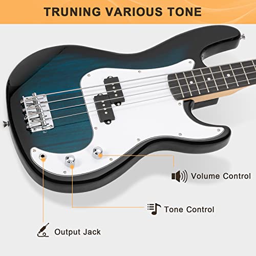 GLARRY Full Size Electric Bass Guitar Beginner Kit 4 String with Amp and Accessories S4156