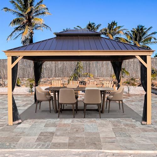 Kozyard Apollo 10'x12' Hardtop Gazebo with Galvanized Steel Double Roof Z2956
