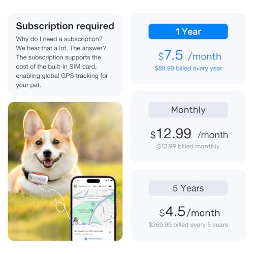 Dog GPS Tracker Waterproof Real-Time Location for Dogs 40 lbs+ (White) X621