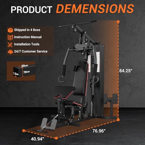 150LBS Home Gym Station with Pulley System for Full Body Strength Training Q31223