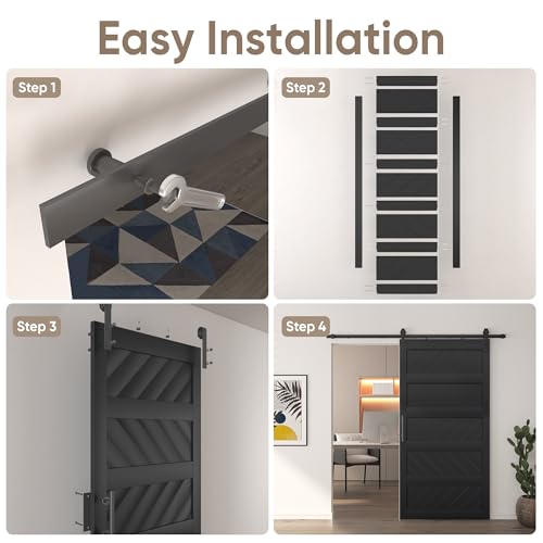 JUBEST 36" x 84" Sliding Barn Door Kit with Hardware, Black R91690