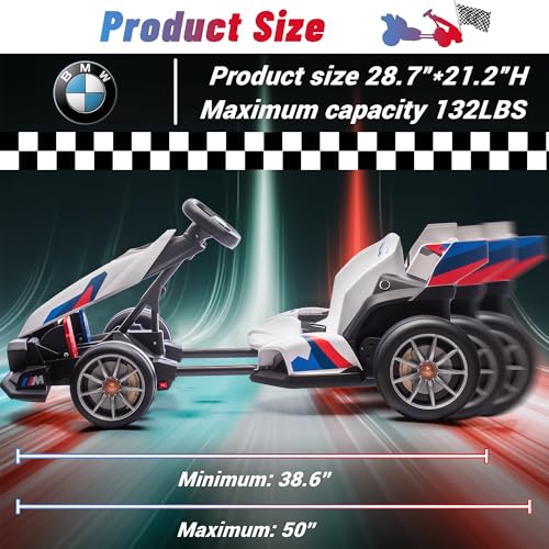 BMW Licensed 24V Electric Drift Go Kart for Kids Ages 6-12, White S1857