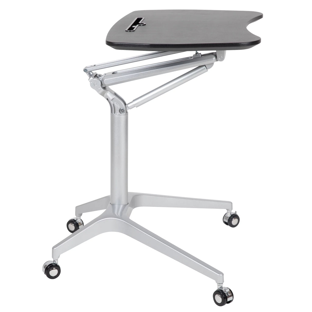 Emma + Oliver Mobile Sit-Stand Black Ergonomic Computer Desk H919