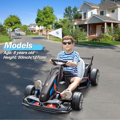 Licensed BMW 36V Electric Drift Go Kart for Kids, 7.5 MPH, White M530400