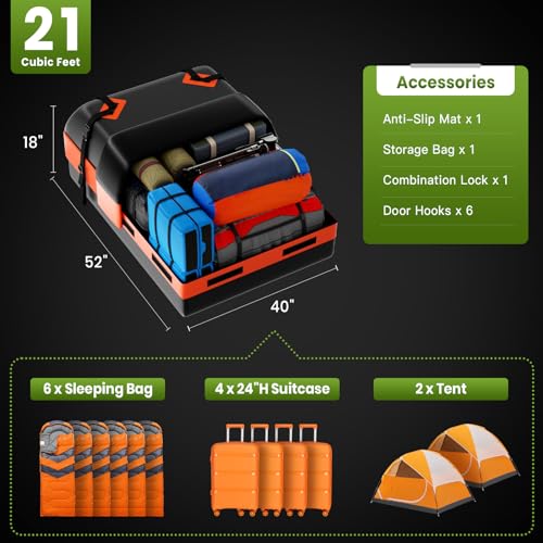 21 Cubic Feet Car Rooftop Cargo Bag Carrier with Waterproof Zip, Blue K43895