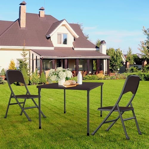34" Folding Card Table with Carrying Handle for Camping, Picnic, Office, Party, White M761544