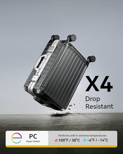 LUGGEX Aluminum Frame Carry On Luggage, 20 Inch Hard Shell Suitcase, Charcoal Metallic V31867