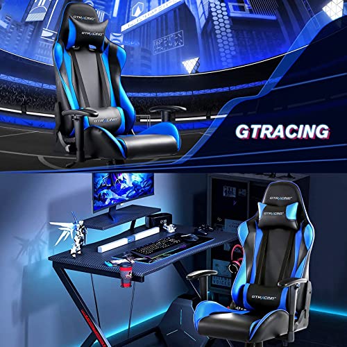 GTRACING Gaming Chair with Footrest, Blue R841