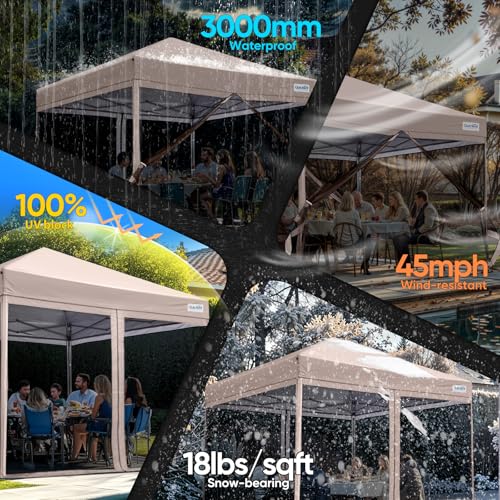 Quictent 6.6'x6.6' Pop up Screened Canopy Tent with Mosquito Netting, Wheeled Carry Bag H89372