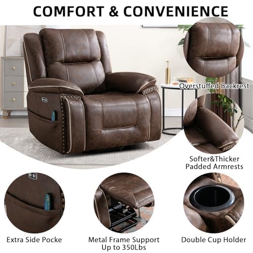 Phoenix Home Dual Motor Power Lift Chair with Massage and Heat, Brown I97460