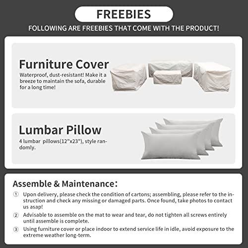 Rattaner Patio Furniture Set 5 Pieces Outdoor Couch with Coffee Table P526524