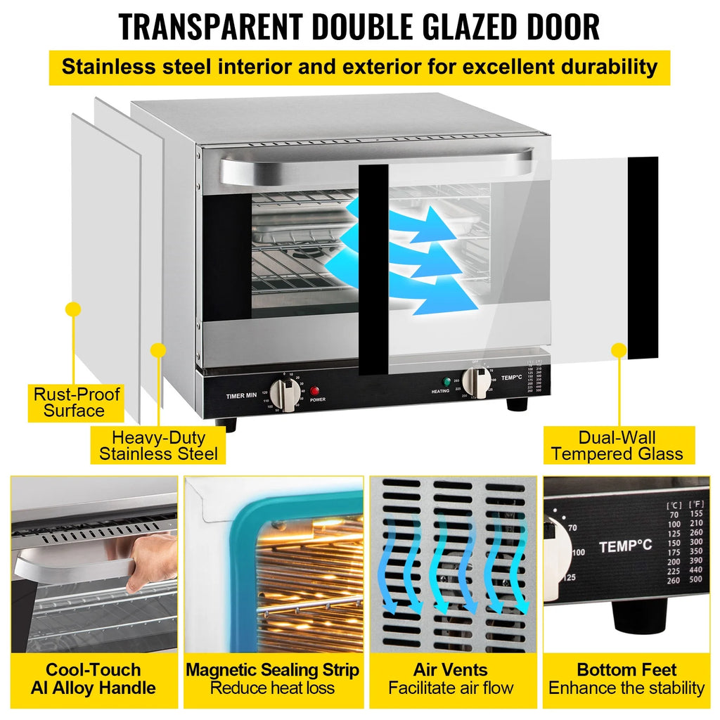 Commercial Convection Oven 21L Countertop Electric Baking Oven with Front Glass Door H6286