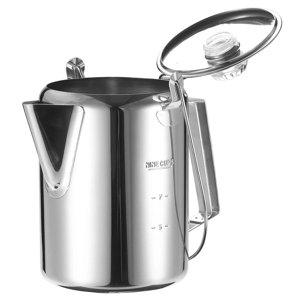Tomfoto 1.2L Stainless Steel Percolator Coffee Pot for Camping A412780