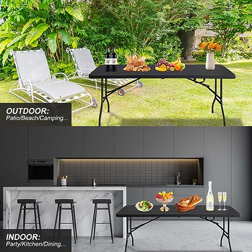 Portable Plastic Folding Table 4ft Heavy Duty Indoor Outdoor Y145657