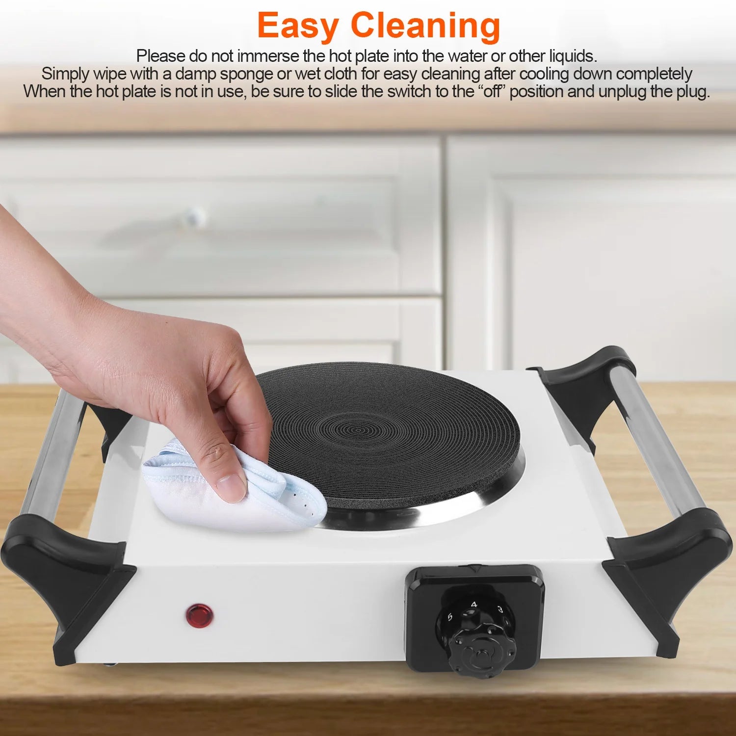 iMounTEK Electric Single Burner Portable Hot Plate, 1000W, 5 Temperature Settings, Black U11069