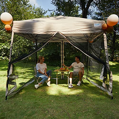 Quictent 6.6'x6.6' Pop up Screened Canopy Tent with Mosquito Netting, Wheeled Carry Bag H89372