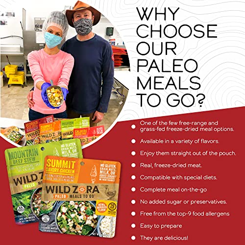 Wild Zora Paleo Freeze Dried Meals for Backpacking & Camping, Gluten Free, Variety 7-Pack C34212