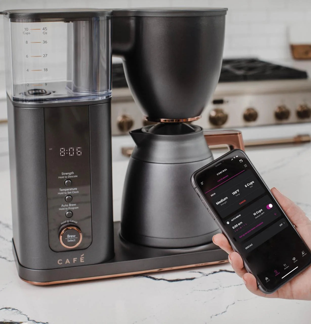 Caf - Drip 10-Cup Coffee Maker with WiFi, Matte Black T967