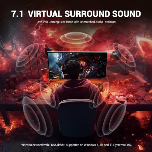 EKSA E1000 Gaming Headset with Noise Canceling Mic, 7.1 Surround Sound, Blue A702814