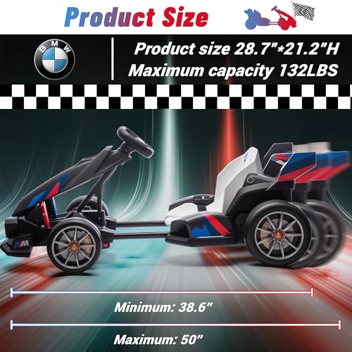 BMW Licensed 24V Electric Drift Go Kart for Kids Ages 6-12, White S1857