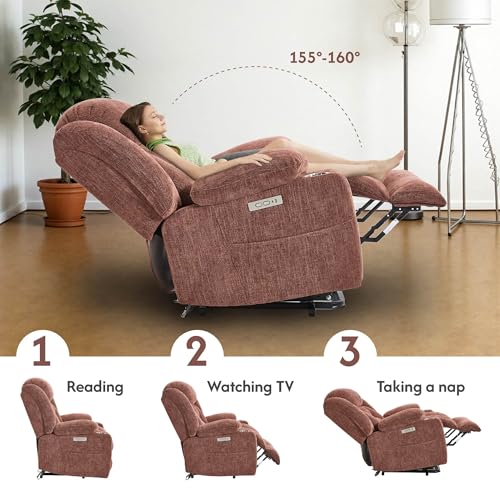FLEXISPOT XL31 Power Lift Recliner Chair for Elderly, Electric Massage & Heat, PU Leather, Black C786106