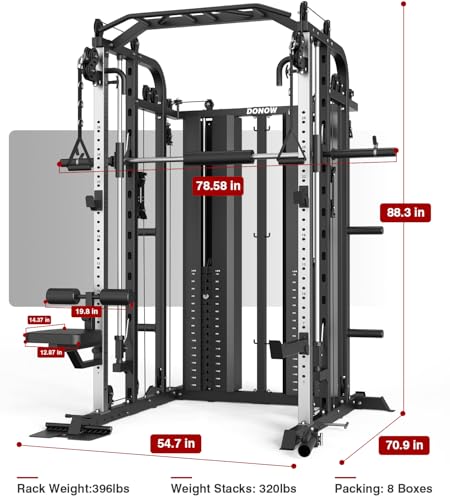 DONOW Smith Machine with Weight Stacks Power Cage Squat Rack Home Gym Y361