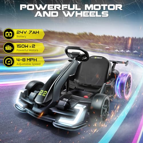 Hikole Electric Drift Kart for Kids, 24V, 3 Speed, Red O7440