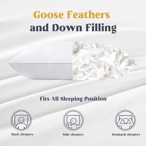 puredown® Goose Feathers and Down White Pillows King Size Set of 2 G471477