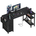 Lufeiya L Shaped Gaming Desk with Drawers & Power Outlet, Black A39519