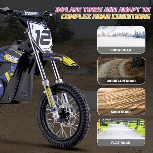 KOOZ HP112E 36V 1000W Electric Dirt Bike for Kids, Blue F3080
