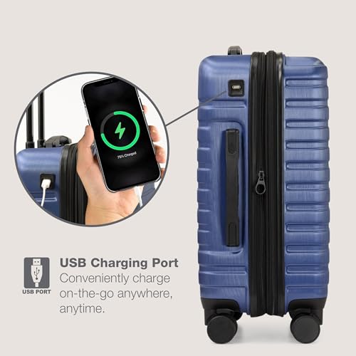 U.S. Traveler Boren Polycarbonate Hardside Carry-on Suitcase with 8 Spinner Wheels, Teal, 22-Inch S2578