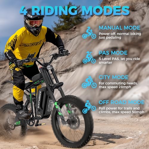 6000W Electric Dirt Bike for Adults, 60V 25Ah Removable Battery, Full Suspension U76650