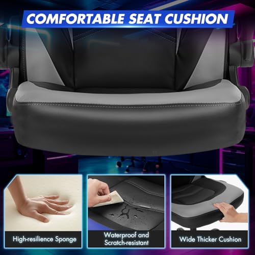 Sweetcrispy Ergonomic Gaming Desk Chair with Flip-up Armrest, Black Blue C253