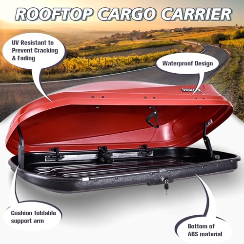Gray Rooftop Cargo Box Carrier 13 Cubic Feet Waterproof Dual Side Opening R15660