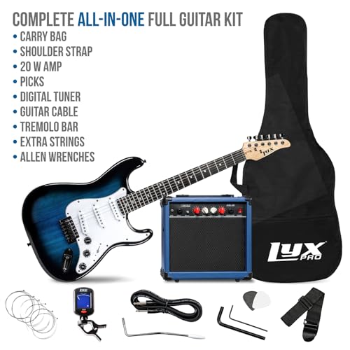 LyxPro Electric Guitar 39" Beginner Starter Kit with 20W Amp, Black B69338