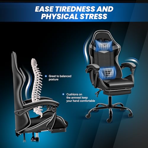 Gaming Chair with Footrest, Lumbar Support, Red/Black M9231