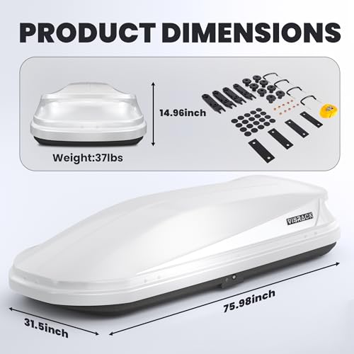 White Rooftop Cargo Box Carrier 21 Cubic Feet Dual Side Opening Waterproof Y6692