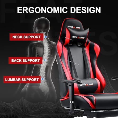 GTRACING Gaming Chair with Footrest, Blue R841