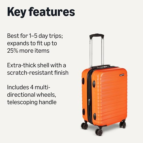 Amazon Basics 21" Hardside Carry-On Luggage with Wheels, Expandable, Black L489