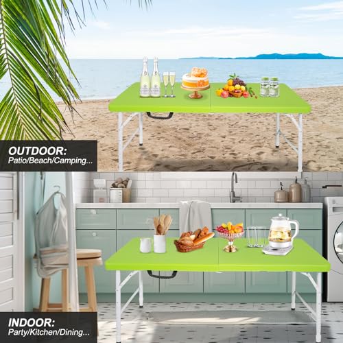 Portable Plastic Folding Table 4ft Heavy Duty Indoor Outdoor Y145657