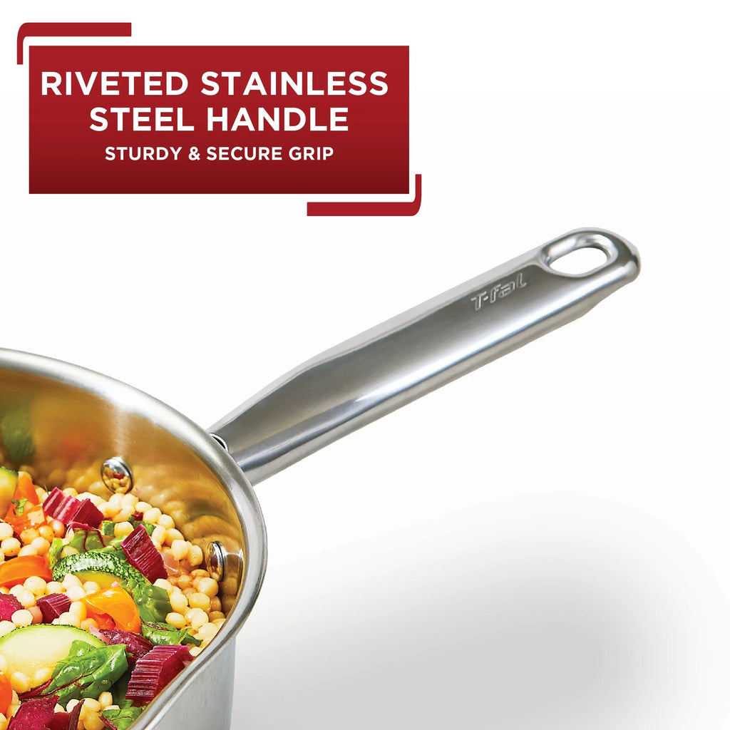 T-fal Cook & Strain Stainless Steel Sauce Pan with Lid, 3 Quart H295458