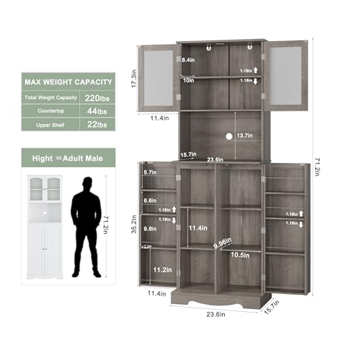 HOSTACK 71'' Tall Pantry Cabinet with Microwave Stand, White L896300