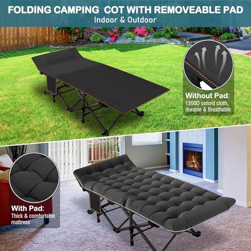 NAIZEA Folding Camping Cot for Adults, Adjustable Reclining Chair N72576