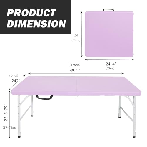 Portable Plastic Folding Table 4ft Heavy Duty Indoor Outdoor Y145657