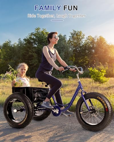 StableRide Fat Tire Adult Tricycle for Seniors, 7-Speed, Dual Disc Brakes Y2603