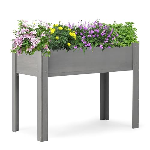 Raised Garden Bed with Legs 40x20x31 Outdoor Wood Planter Box N314255